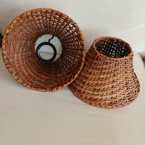 Set Of 2 New Woven Rattan Lamp Shades